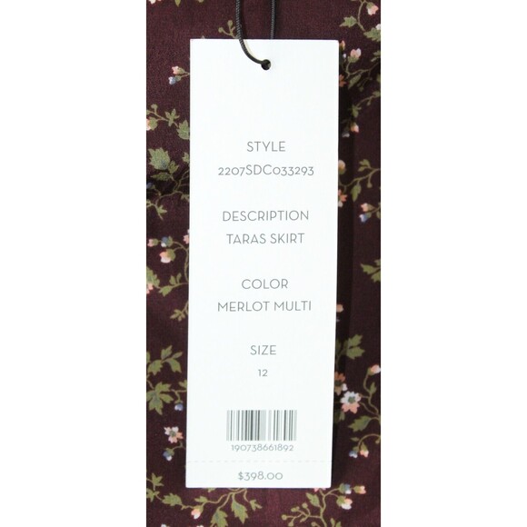 NWT Size 12 Veronica Beard Taras Floral-Print Ruched Silk Mini Skirt Merlot Ruff - Picture 4 of 5